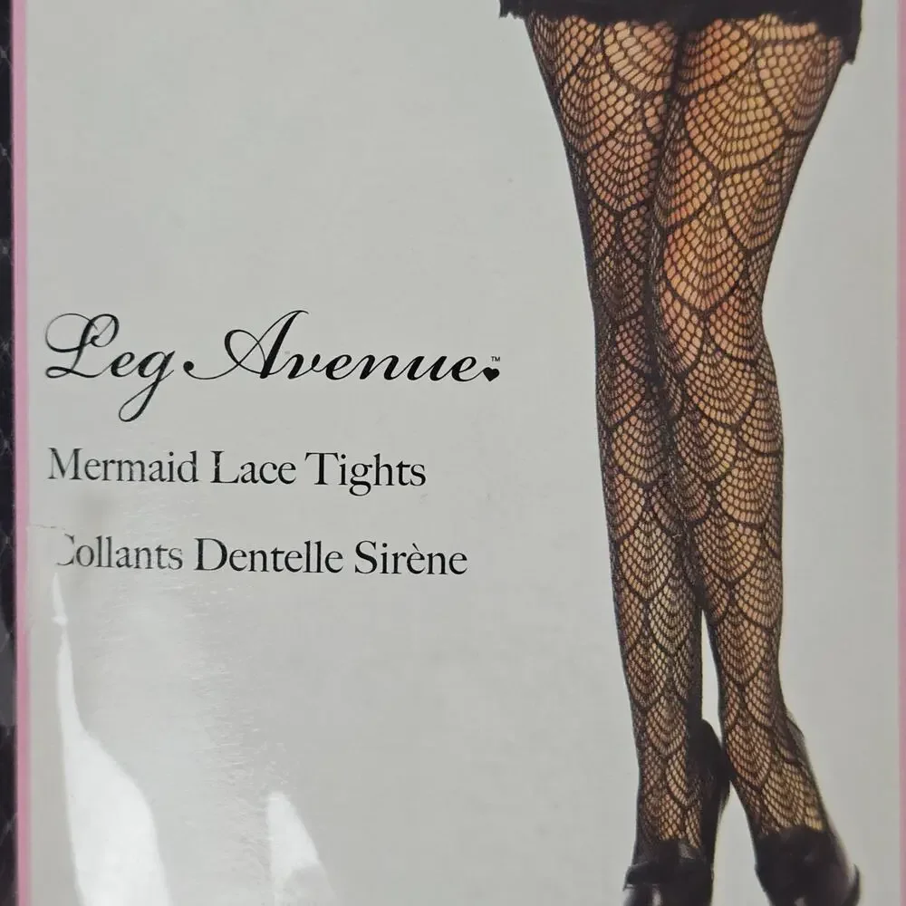 NWT Leg Avenue Tights One Size Black Mermaid Lace Sexy Pantyhose Lingerie - Picture 2 of 4